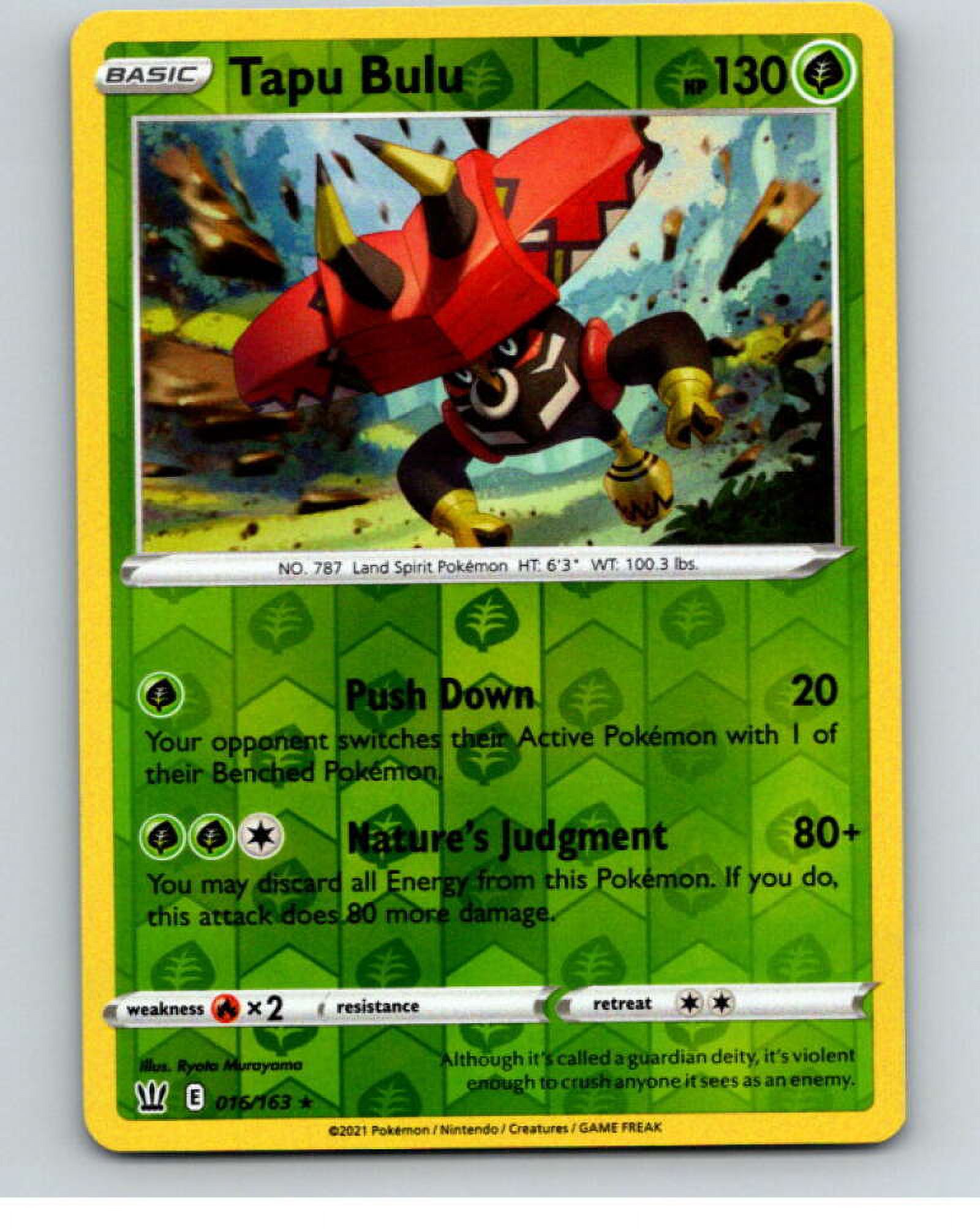 2021 Pokemon S&S Battle Styles Reverse Foil 16 Tapu Bulu HOLO R V84911