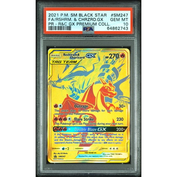 2021 Pokemon SM Black Star Promo Rshrm. & Chrzrd. GX PR-R&C GX Premium Coll. Fa PSA 10 #SM247