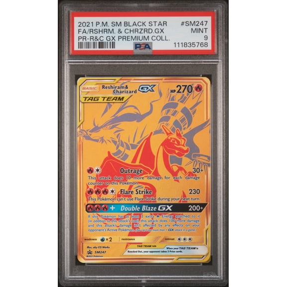 2021 Pokemon SM Black Star Promo Rshrm. & Chrzrd. GX PR-R&C GX Premium Coll. Fa PSA 9 #SM247
