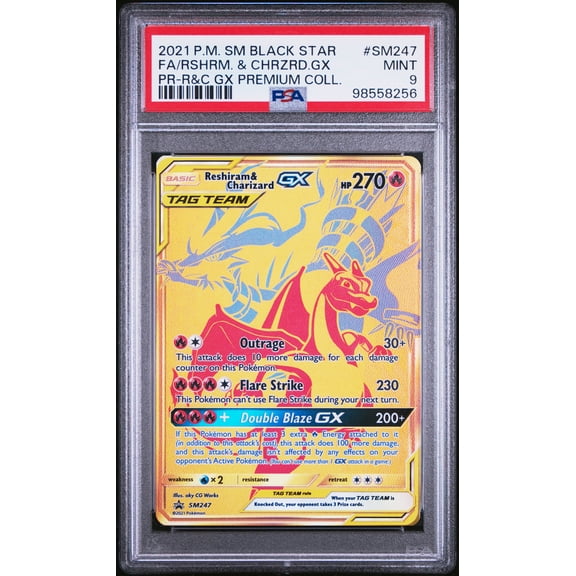 2021 Pokemon SM Black Star Promo Rshrm. & Chrzrd. GX PR-R&C GX Premium Coll. PSA 9 #SM247