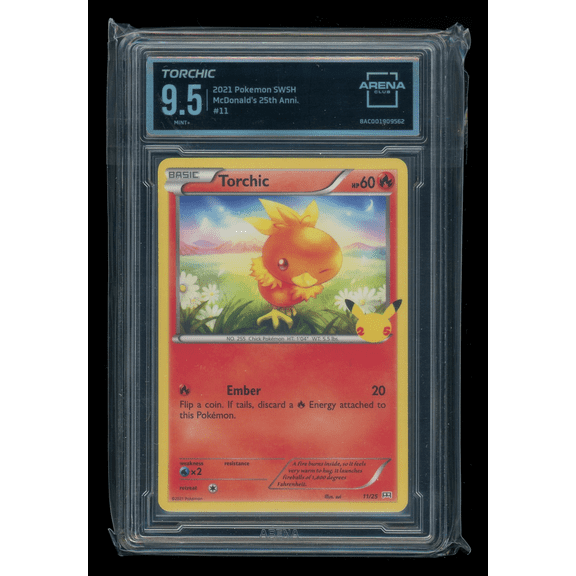 2021 Pokemon SWSH McDonald's 25th Anniversary Torchic Arena Club 9.5 #11/25