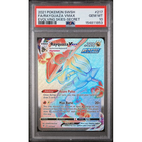 2021 Pokemon Sword & Shield Evolving Skies Rayquaza VMAX Fa Evolving Skies-Secret PSA 10 #217