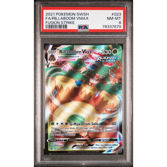 2021 Pokemon Sword & Shield Fusion Strike Rillaboom Vmax Fusion Strike PSA 8 #023