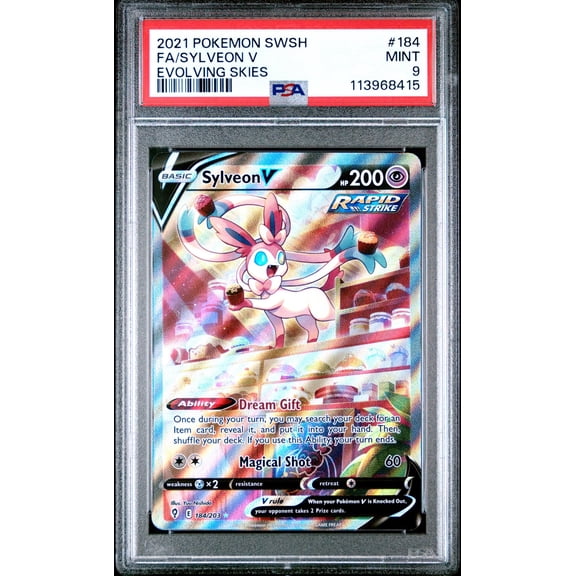 2021 Pokemon Sword and Shield Evolving Skies Sylveon V #184 PSA 9