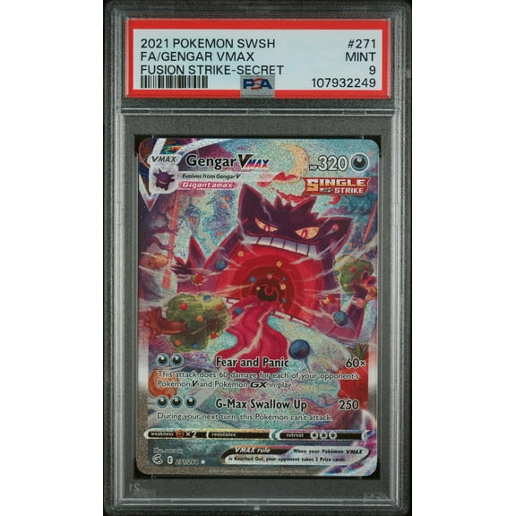 2021 Pokemon Sword and Shield Fusion Strike Secret Rare Gengar Vmax #271 PSA 9