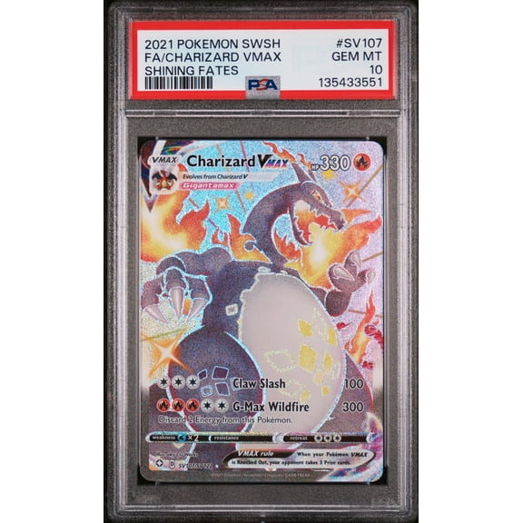 2021 Pokemon Sword and Shield Shining Fates Charizard Vmax #SV107 PSA 10
