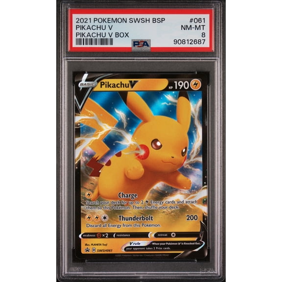 2021 Pokemon Swsh Black Star Promo Pikachu V Pikachu V Box PSA 8 #061
