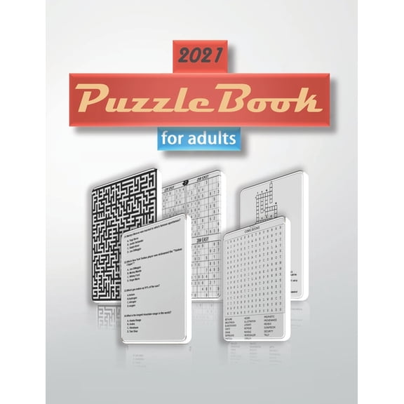 2021 Puzzle Book for Adults: word search, sudoku hard, Mazes, crosswords and trivia 8,5"x11" 110 pages, (Paperback)