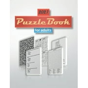 2021 Puzzle Book for Adults word search, sudoku hard, Mazes, crosswords and trivia 8,5x11 110 pages, Paperback