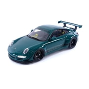 2021 RWB Bodykit Syunkashuto Green with Black Stripes 1/18 Model Car by GT Spirit