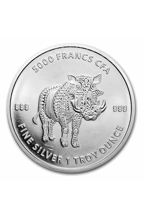 2021 Republic of Chad 1 oz Silver Mandala Warthog (Abrasions)