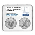 thumbnail image 1 of 2021 Reverse Proof American Silver Eagle Designer 2pc Set NGC PF69 ER Blue Label Dual Core, 1 of 2