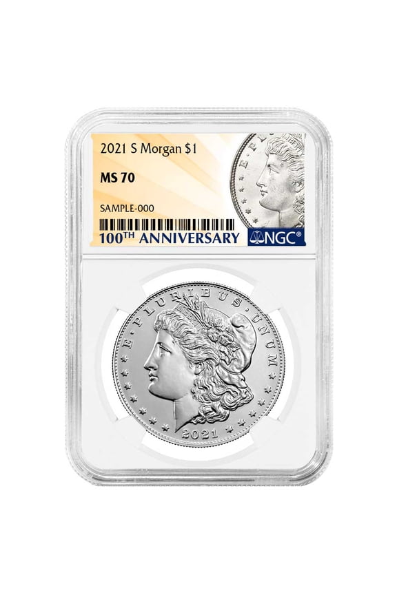 2021-S $1 Morgan Silver Dollar NGC MS70 100th Anni. Label