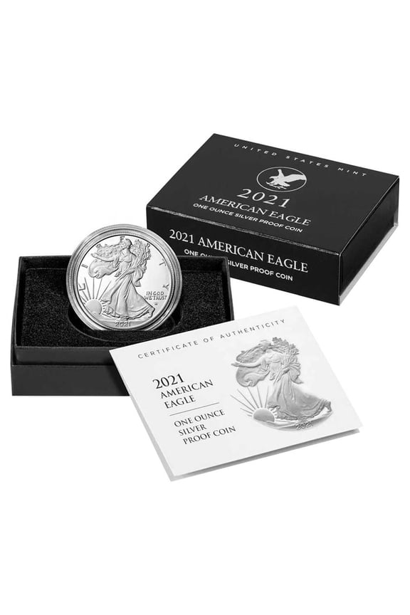 2021-S Proof $1 Type 2 American Silver Eagle Box, OGP & COA