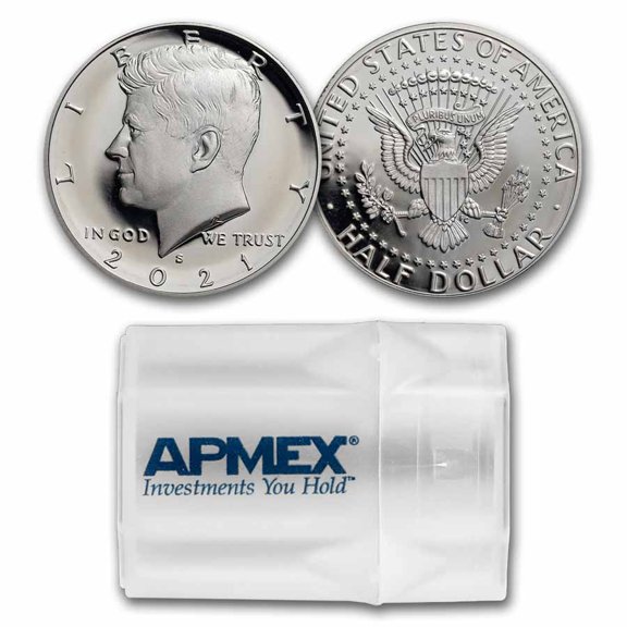 2021-S Silver Kennedy Half Dollar 20-Coin Roll Proof