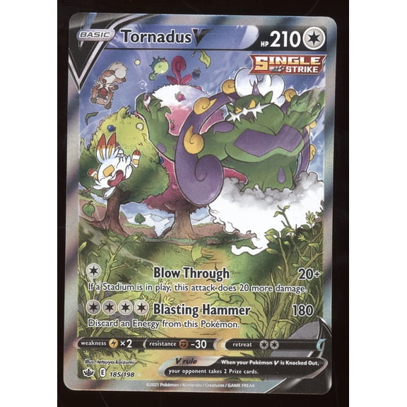 Pokmon Tornadus V 2021 SWSH Chilling Reign #185/198 Ultra Rare Trading Card