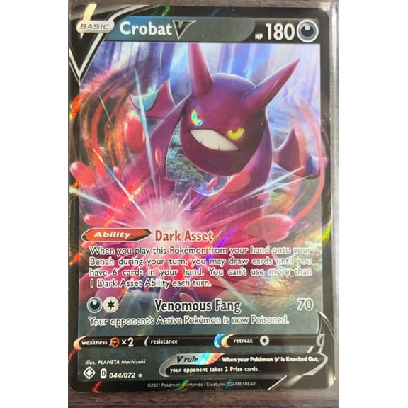 2021 Shining Fates Crobat V FA Holo Rare #44/72 English Pokmon Card