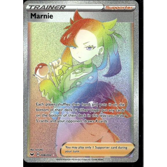 2021 Shining Fates Marnie Rainbow Secret Rare SR #208/202 Pokemon Trading Card English