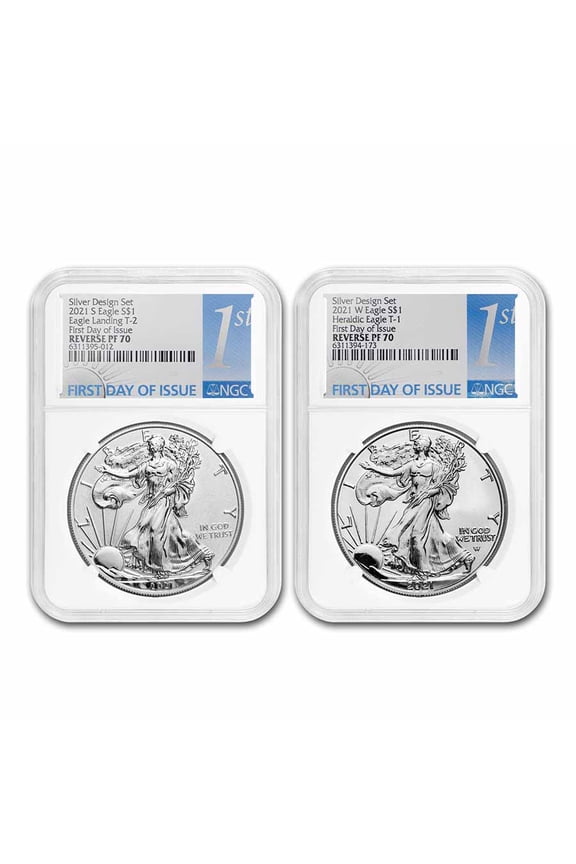 2021 Silver Eagle Designer 2-Coin Rev Proof Set PF-70 NGC (FDI)