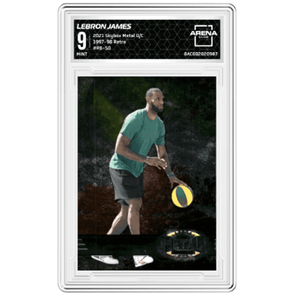 Graded 9 Arena Club 2021 Skybox Metal Universe Champions LeBron James RB-50 1997-98 Retro NBA Card