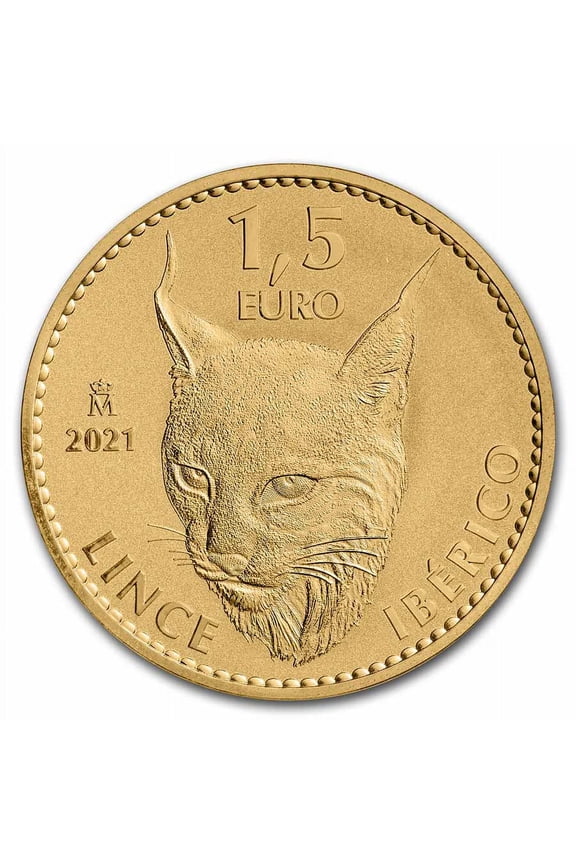 2021 Spain 1 oz Gold Reverse Proof Iberian Lynx Doubloon