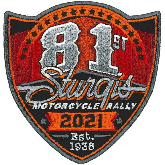 2021 Sturgis Motorcycle Rally 81st Anniversary Est.1938 - Iron-on/Sew-on Biker's Patch - 3.75"x3.7"