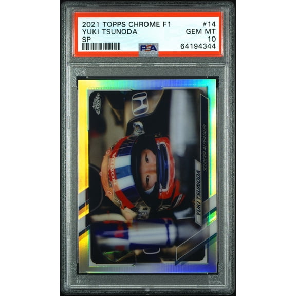 2021 Topps Chrome Formula 1 Yuki Tsunoda #14 SP PSA 10