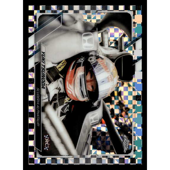 2021 Topps Chrome Formula 1 Yuki Tsunoda #37 Checkerboard Refractor Trading Card Scuderia AlphaTauri