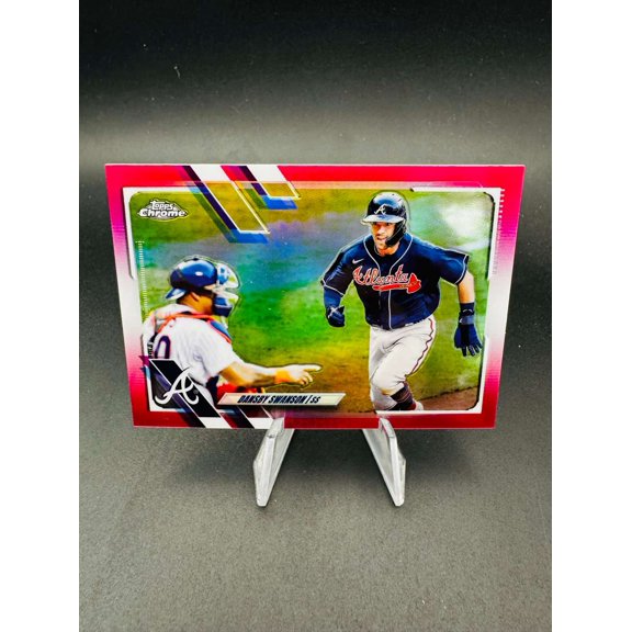2021 Topps Chrome Pink Refractor #7 Dansby Swanson Atlanta Braves /399 Baseball Card Atlanta Braves MLB Baseball Trading Card