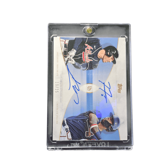 2021 Topps Definitive Collection Dynamic Duals Freddie Freeman Cristian Pache Auto /25 Baseball Card Atlanta Braves MLB Autographed Baseball Card