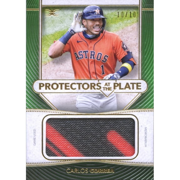 2021 Topps Definitive Collection Protectors at the Plate Carlos Correa #PPR-CC Green /10 Relic Game-Used Memorabilia