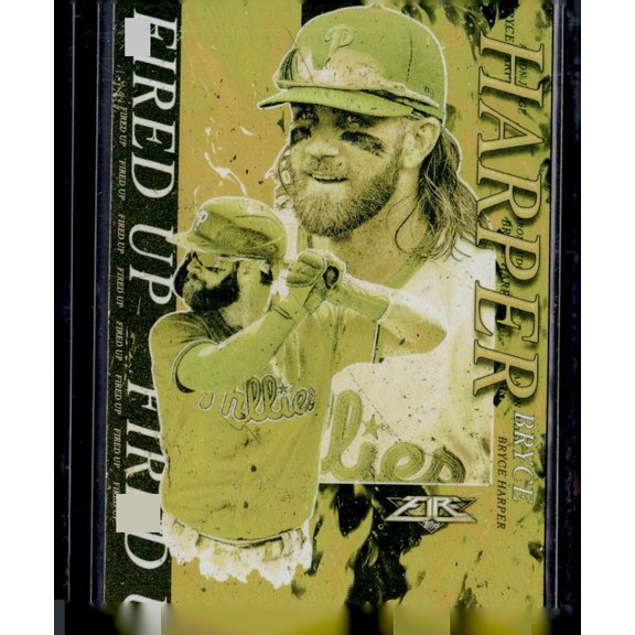 2021 Topps Fire Fired Up Gold FIU-7 Bryce Harper Phillies Baseball Card Philadelphia Phillies MLB Baseball Trading Card