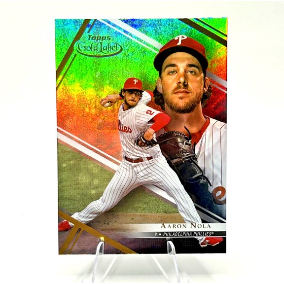 2021 Topps Gold Label Aaron Nola #96 Class 1 Parallel Base Set Philadelphia Phillies Baseball Card Philadelphia Phillies MLB Baseball Trading Card