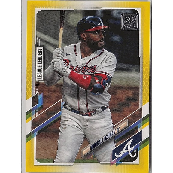 2021 Topps Marcell Ozuna #312 Yellow Parallel Atlanta Braves Baseball Card