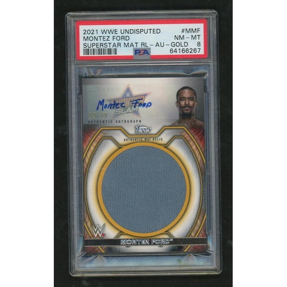 2021 Topps WWE Undisputed Superstar Mat Relics Autograph-Gold Montez Ford #MMF PSA 8