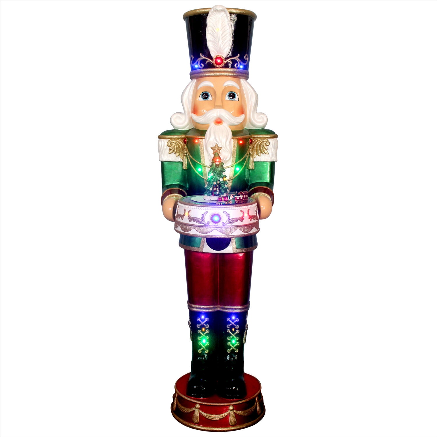 4.8-Ft Green and Red Resin Nutcracker with LED Lights and Music