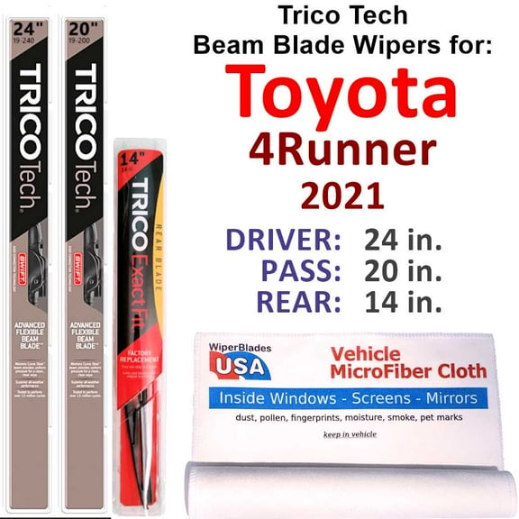 2021 Toyota 4Runner Beam Blade Wipers (Set of 3) w/Rear Wiper