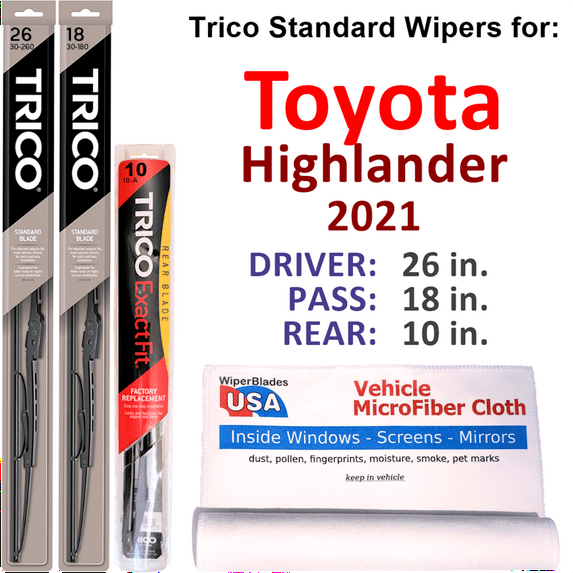 2021 Toyota Highlander Wiper Blades (Set of 3) w/Rear Wiper