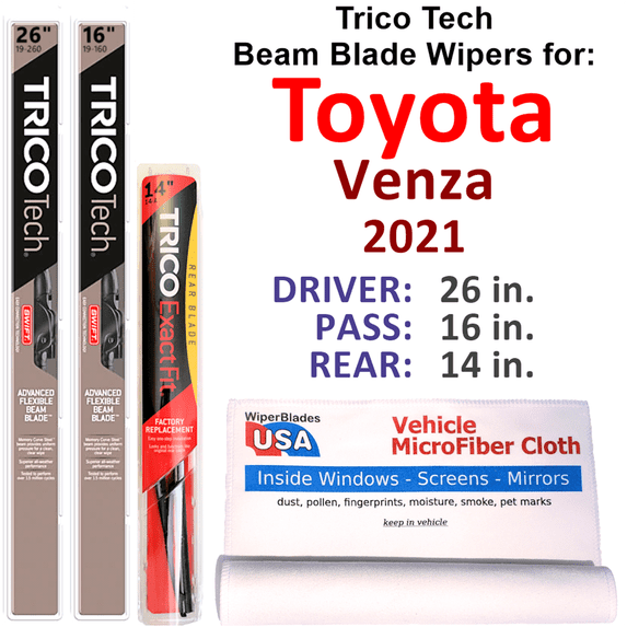 2021 Toyota Venza Beam Blade Wipers (Set of 3) w/Rear Wiper