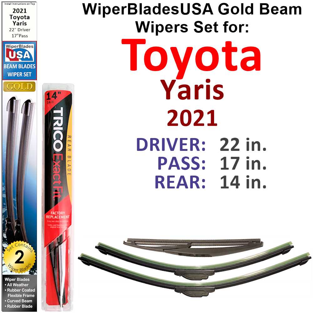 2021 Toyota Yaris Beam Wiper Blades Wipers WBUSA (Set of 3) w/Rear ...