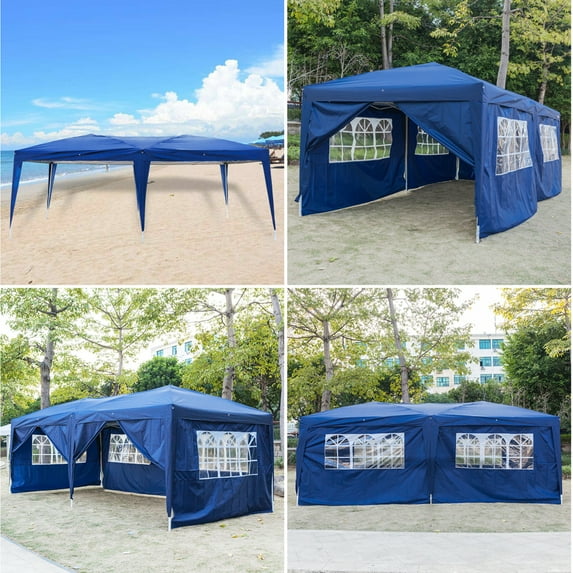2021 Upgraded Outdoor 10 x20 ft Canopy Tent, enyopro Waterproof Party Wedding Tent with 4 Removable Sidewalls and Windows, Foldable Gazebo Tent for Party Events Beach BBQ Pavilion, B040