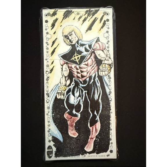 2021 Upper Deck Marvel Premier Quasar Sketch Auto Triple Panel Hand-Drawn #SKT-3 Trading Card