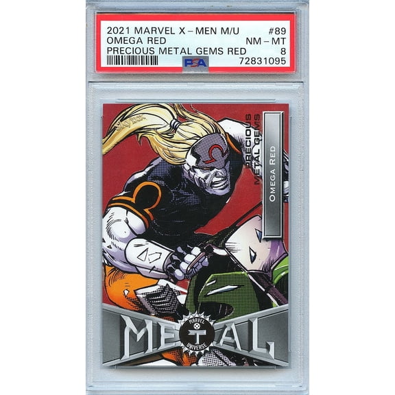 Graded 2021 Upper Deck Marvel X-Men Metal Universe Omega Red #89 PSA 8