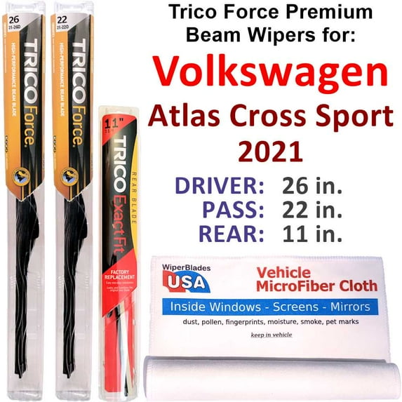 2021 Volkswagen Atlas Cross Sport Performance Beam Wipers (Set of 3) w/Rear Wiper
