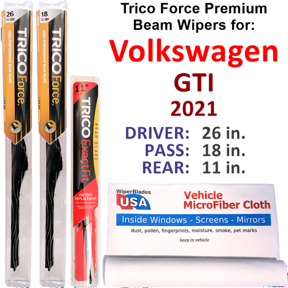 2021 Volkswagen GTI Performance Beam Wipers (Set of 3) w/Rear Wiper