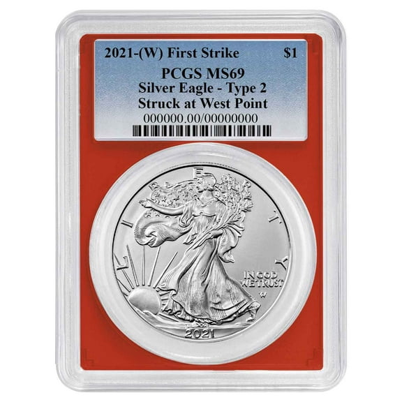 2021 (W) $1 1-oz T-2 American Silver Eagle PCGS MS69 FS Blue Label Red Frame