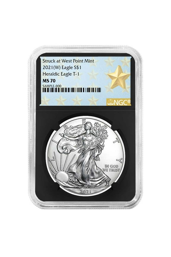 2021 (W) $1 Type 1 American Silver Eagle NGC MS70 West Point Star Label Retro Core