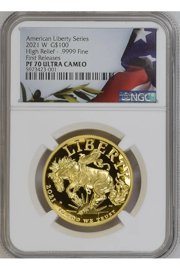 2021 W American Liberty Gold NGC PF-70 FIRST RELEASES HIGH RELIEF BRONCO