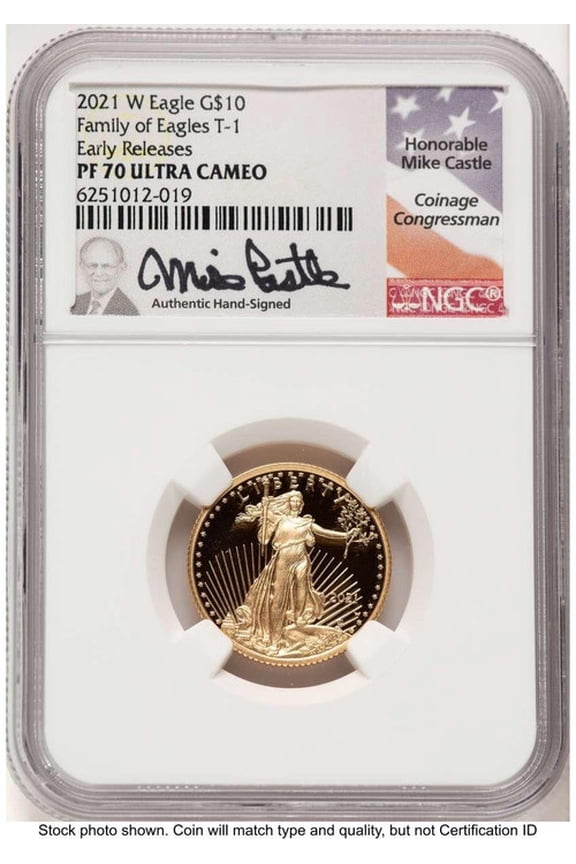 2021-W G$10 Modern Coin NGC MS70   Quarter Ounce Gold Eagle, Type One, First Strike - HAT779753019