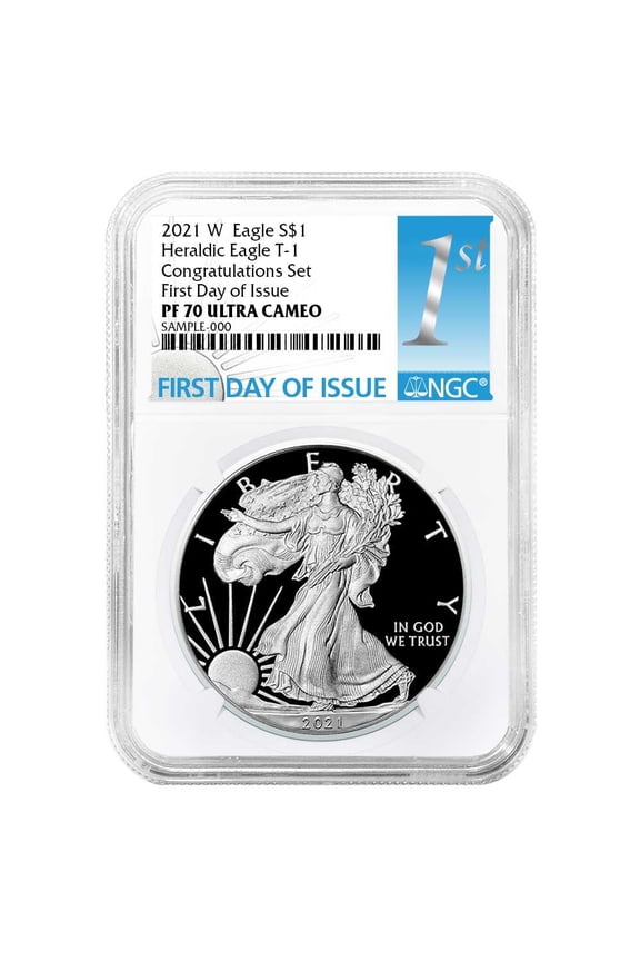 2021-W Proof $1 Type 1 American Silver Eagle Congratulations Set NGC PF70UC FDI First Label